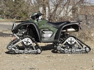 ATV customized with track styled wheels